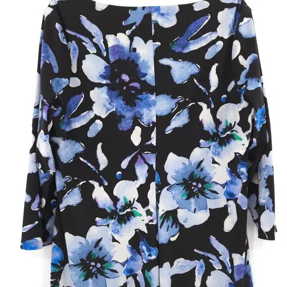 Lauren Ralph Laurenblue floral cowl drape-neckline stretch knit dress Size 14w